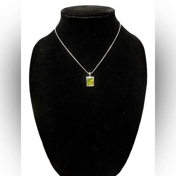 Jewelry - Track Bezel Pendant With Light Green Dichroic Film